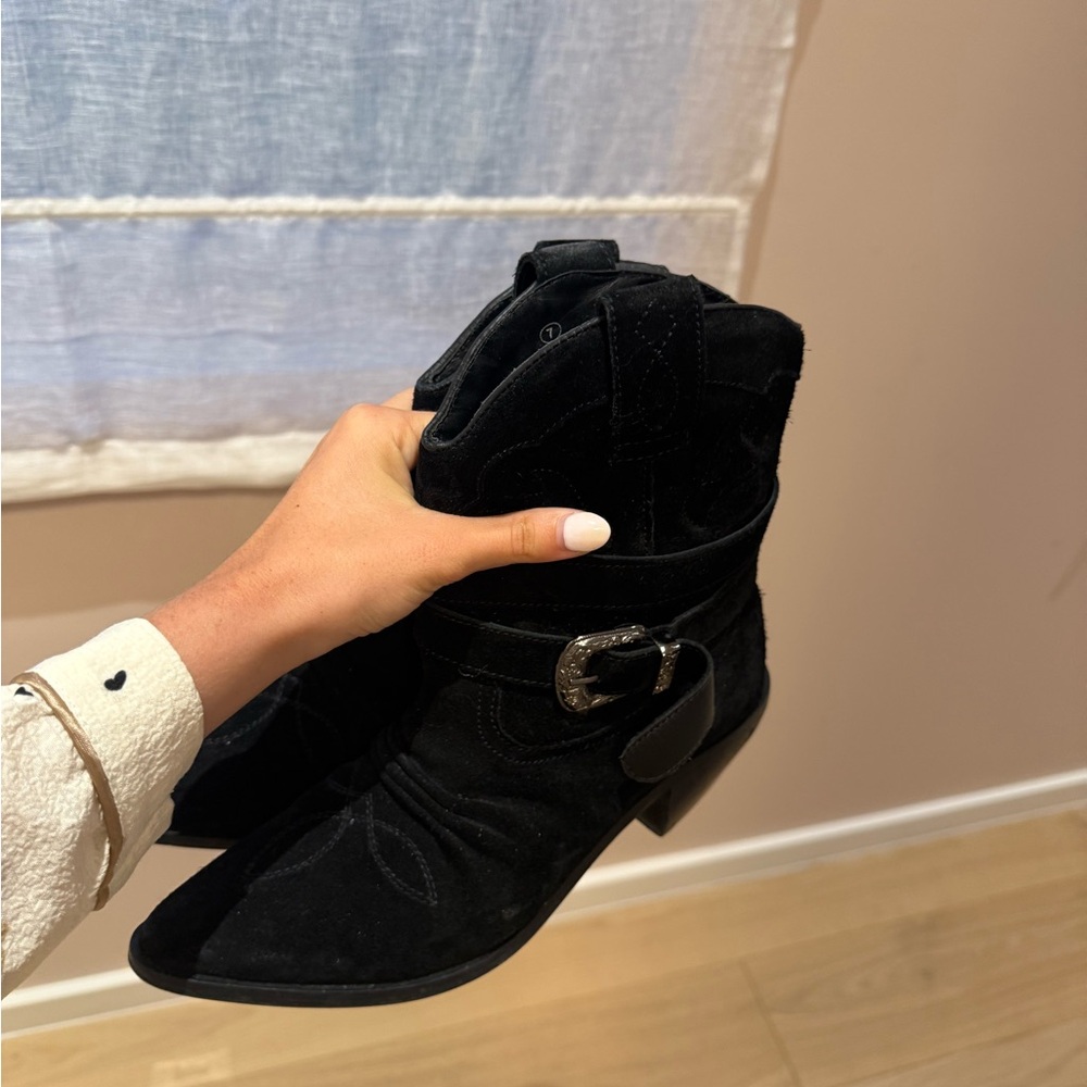 Urban Outfitters Black Suede Heeled Boots